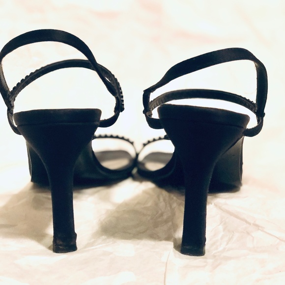 Rhinestone & Black Satin 4" Heels - Picture 7 of 14